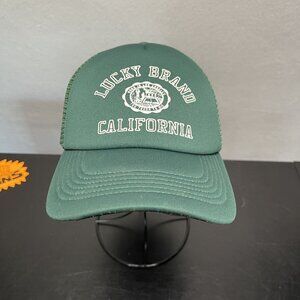 Lucky Brand California Dark Green Trucker Hat Snapback Adjustable Mesh Back